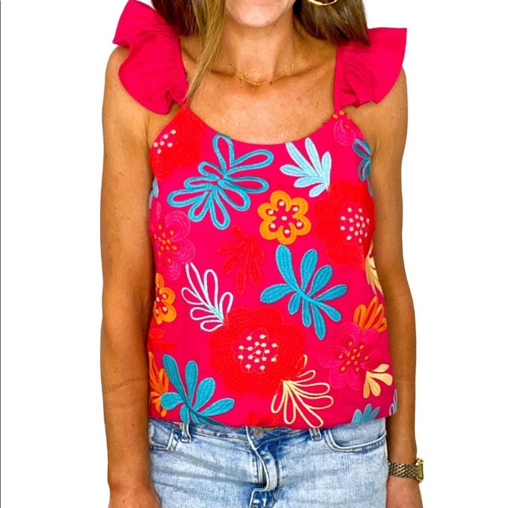 Andree Pink Embroidered Flutter Strap Size Medium - image 1